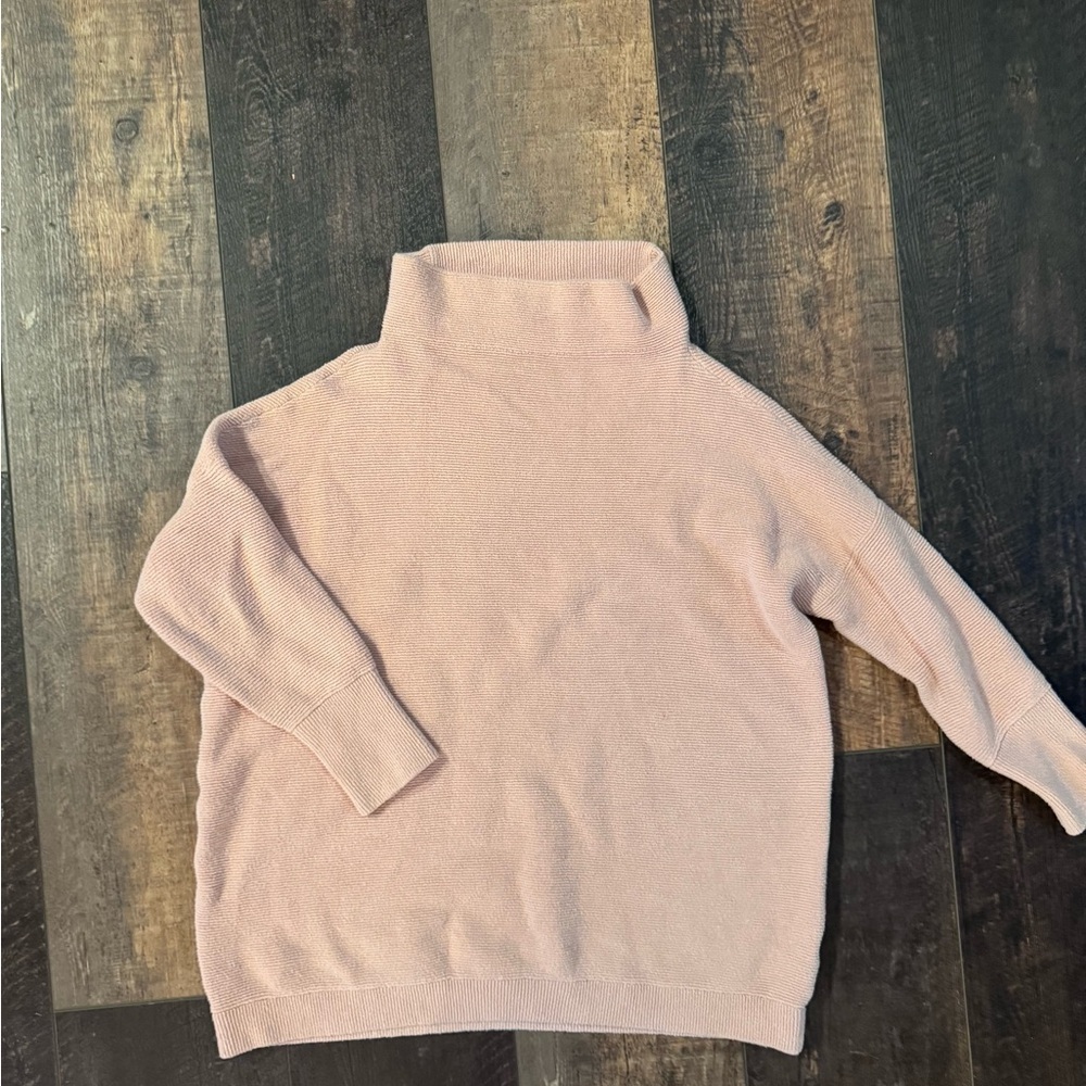 Free People Ottoman Sweater Pink Mock Neck Oversized Knit Size L